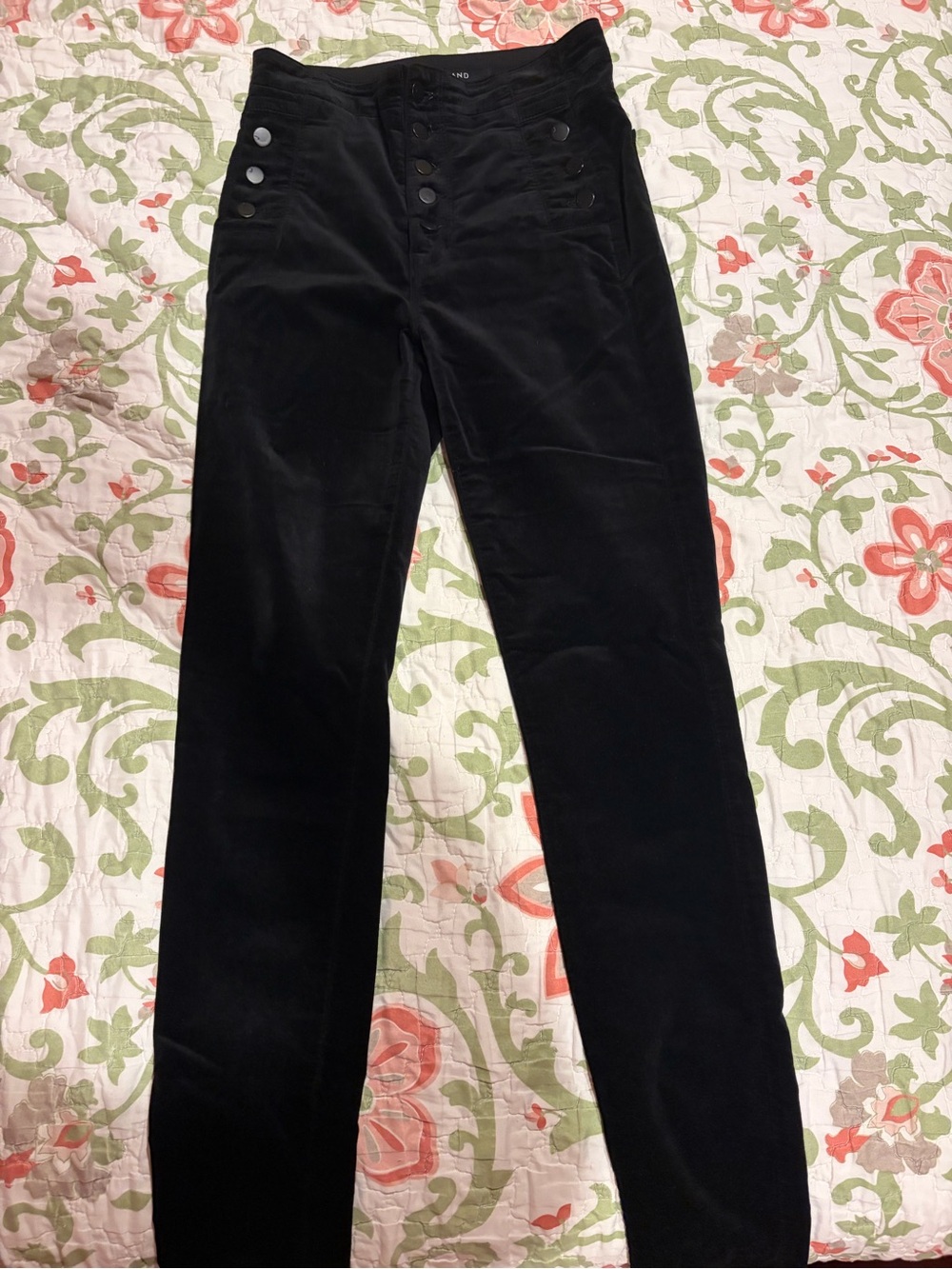 J Brand Black Velvet Women's High-Waist Button-Front Jeans